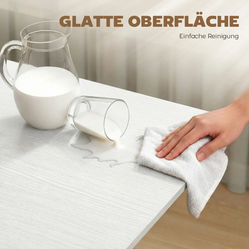 HOMCOM Mobiler Klapptisch mit 6 Rollen und Bremsen, faltbarer Küchen-Esstisch für kleine Räume, Weiß