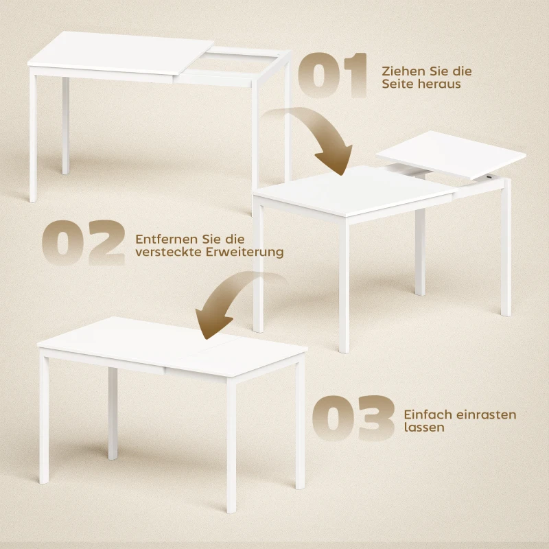 HOMCOM Ausziehbarer Esstisch 80-120 cm für 4-6 Personen, Platzsparender Küchentisch mit einfacher Ausziehfunktion, Natur