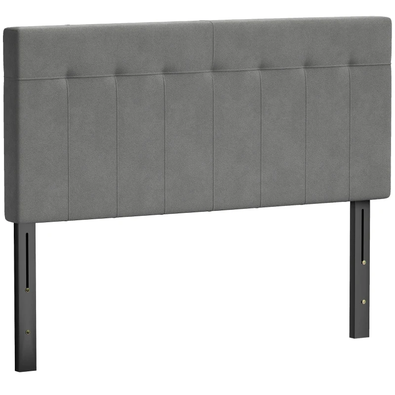 HOMCOM Kopfteil 3-fach höhenverstellbar Bettkopfteil mit Metallbeinen Samtoptik für Schlafzimmer 140x10x106/116/126 cm Grau