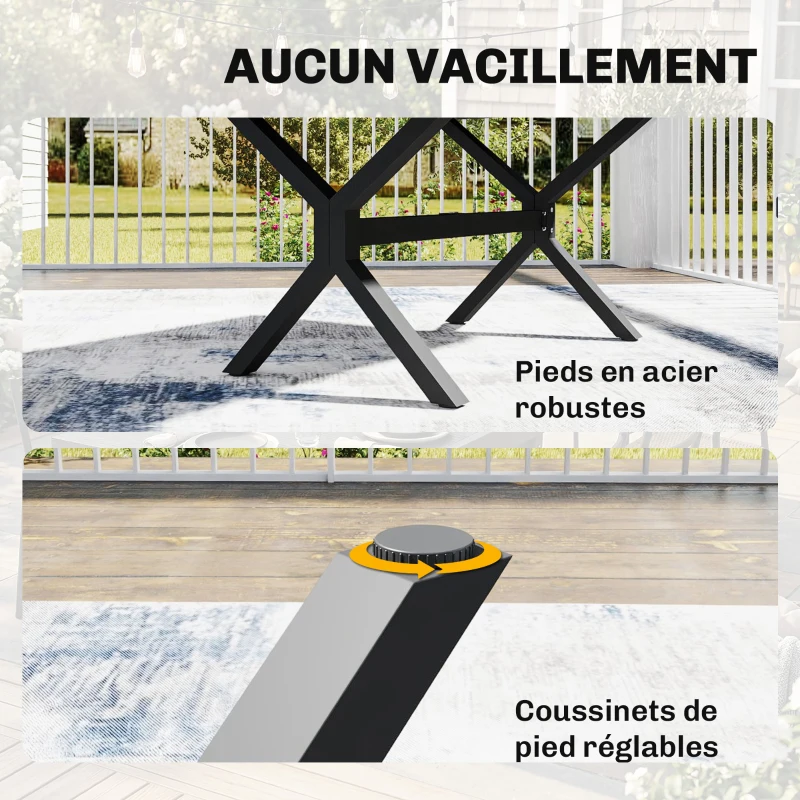 Outsunny Table de Jardin Extensible Aluminium Table de Repas Extérieure Effet Bois 8-10 Personnes 214x85x73cm Gris Anthracite