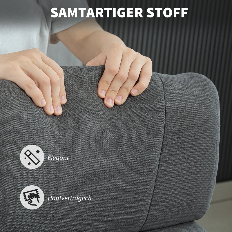 HOMCOM Gepolsterter Bürostuhl mit Samt-Optik, höhenverstellbar, rollbar, Grau