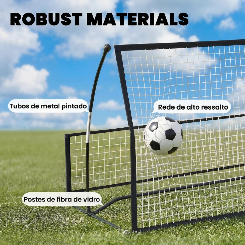 SPORTNOW Rede de Ressalto Dobrável 2 em 1 com Bolsa de Transporte para Treino de Futebol e Basebol 200x94x122 cm Preto