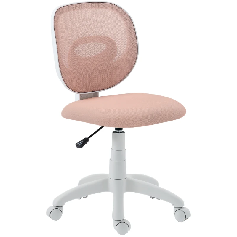 HOMCOM Bürostuhl Ergonomischer Schreibtischstuhl mit C-förmiger Rückenstütze, Höhenverstellbar Rosa