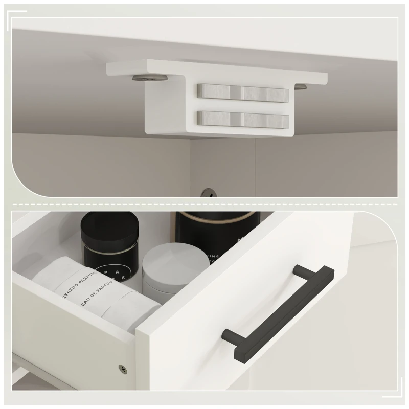 HOMCOM Armario Alto de Baño Estrecho con 2 Puertas 1 Cajón y 2 Estantes Ajustables Estilo Rústico 40x30x170 cm Blanco