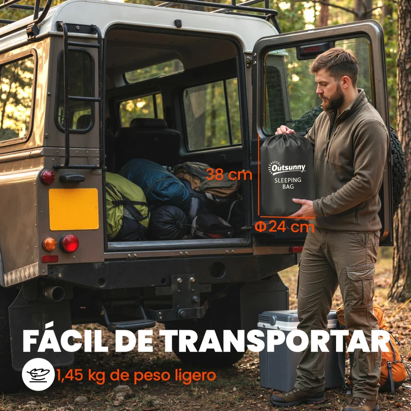 Outsunny Saco de Dormir Adulto Ligero y Compacto para 3 Estaciones Impermeable Portátil Tamaño Pequeño para Acampar Azul Marino