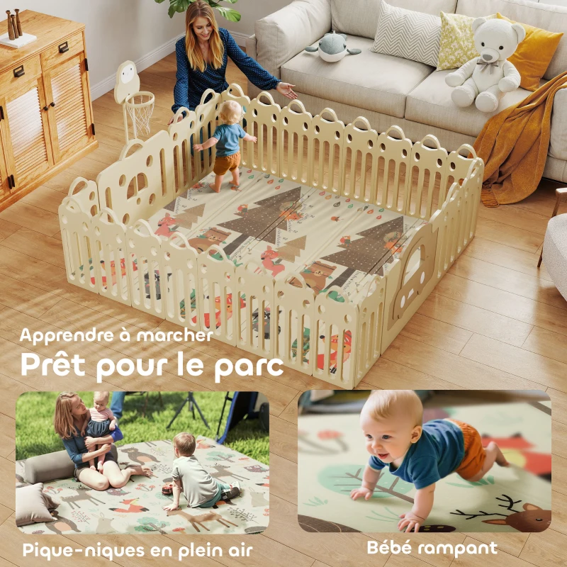 AIYAPLAY Tapis de jeu pour enfant bebe, tapis d'éveil bébé pliable épais réversible en mousse, 196 x 176 x 1,5 cm, multicolore
