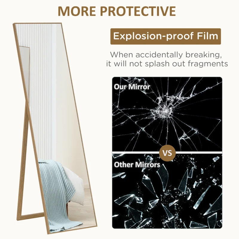 HOMCOM Lusterko stojące w całości, 40 cm x 150 cm, Natur