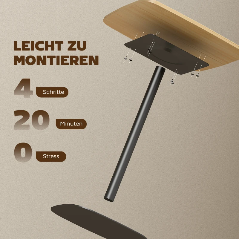 HOMCOM Kleiner Esstisch, 60 cm, quadratisch, MDF-Tischplatte, Stahlsockel, für Wohnzimmer, Esszimmer, Küche, Naturholz+Schwarz