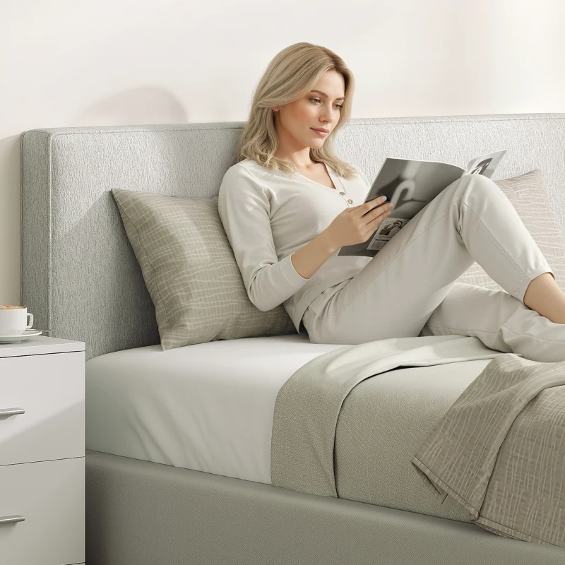 HOMCOM Wandmontiertes Kopfteil für Bett-Polsterung, 160 x 10 x 60 cm, Stoffbezug, Cremeweiß