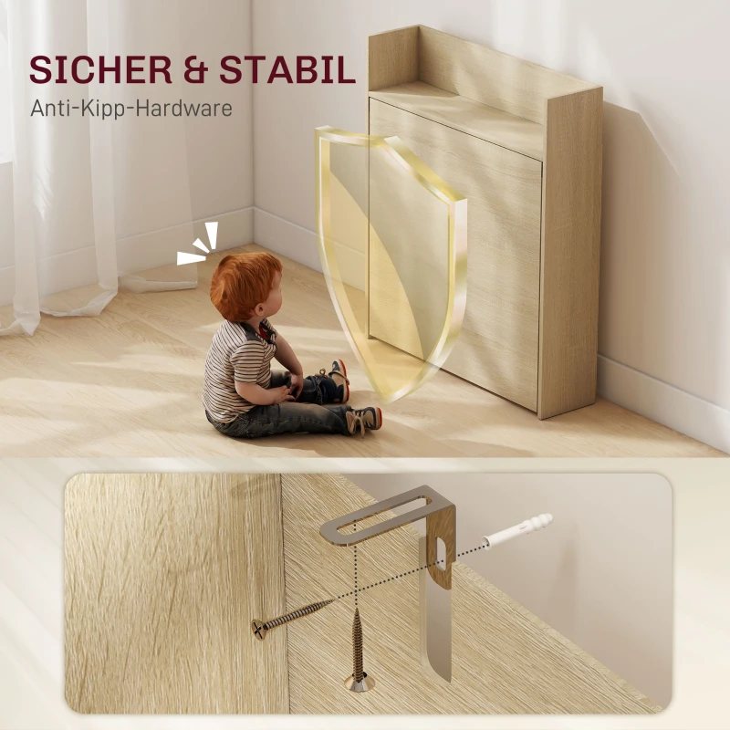 HOMCOM Esstisch Klappbar mit Regal, Industrie-Design, Platzsparend, Für Kleine Räume, 78,5 x 91 x 93 cm, Eiche