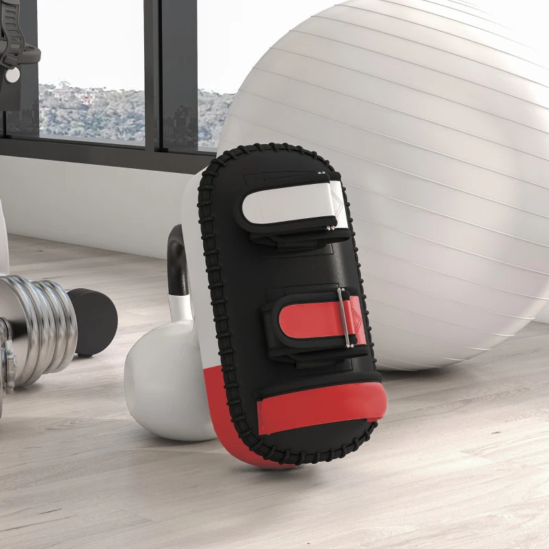 SPORTNOW Podkład do kopnięć Muay Thai, Kickboxen, ze skóry sztucznej, 0,4 kg, 38x20x18 cm, Czarny/Czerwony/Biały