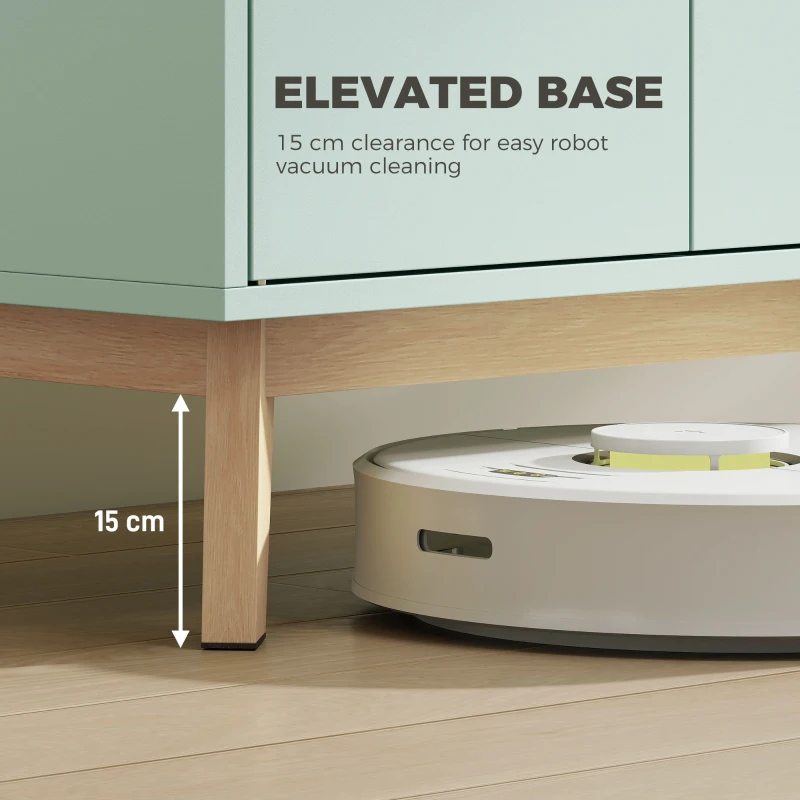 HOMCOM TV-Möbel 120 cm, TV-Bank für Fernseher bis 91,44 cm mit 2 Türen, Schublade, offenes Fach, Hellgrün