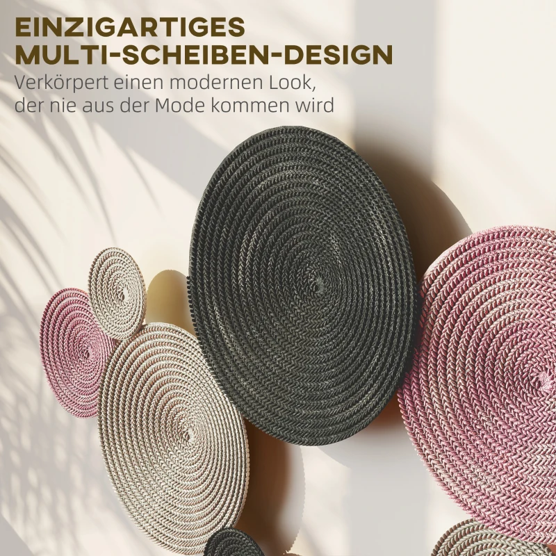 HOMCOM Wanddekor-Set im Disk-Design, 8 Metallscheiben, vielseitig einsetzbar, Mehrfarbig