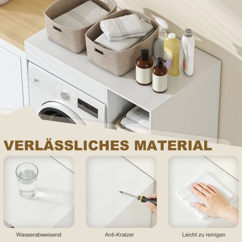 HOMCOM Schrank über Waschmaschine, Bad-Organizer über Toilette mit offenen Ablagefächern für Waschraum, Weiß