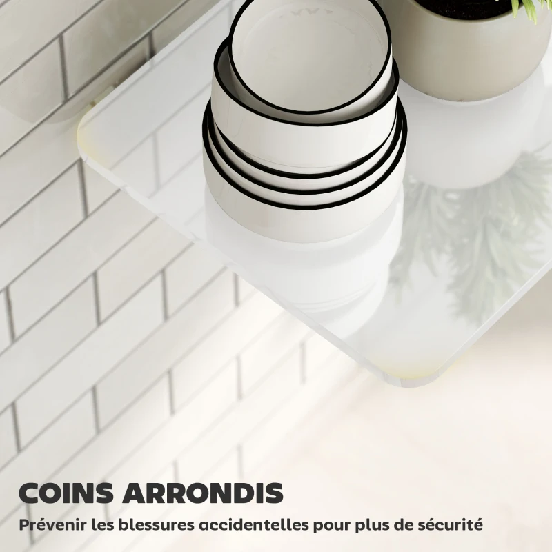 HOMCOM Lot de 2 tables pliantes murales, table murale rabattable en bois, pour cuisine, salle à manger, bureau, blanc brillant