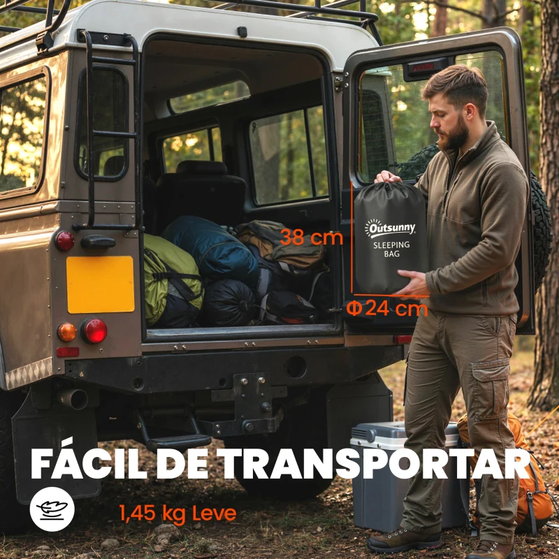 Outsunny Saco-Cama para Adulto Leve e Compacto para 3 Estações Impermeável Portátil Tamanho Pequeno para Acampar Azul-Marinho