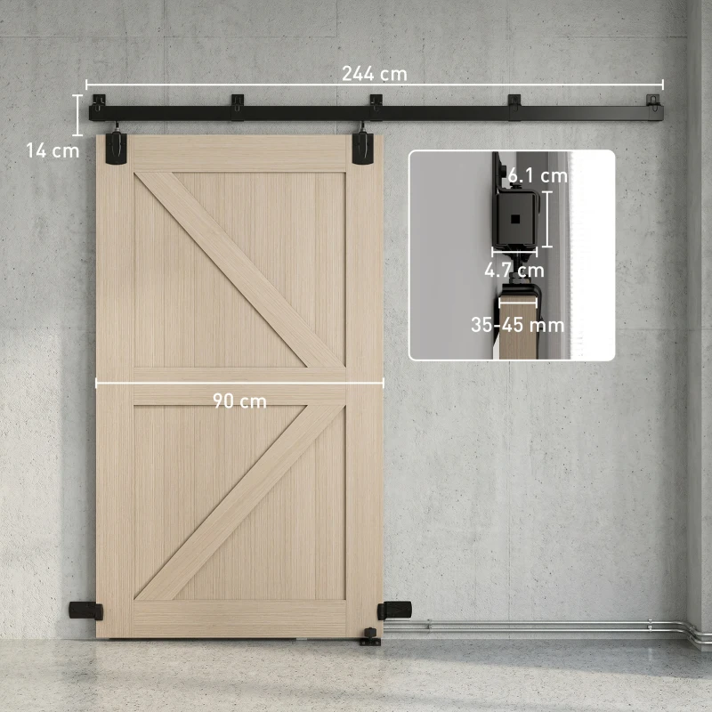 HOMCOM Set Ferramenta per Porte Scorrevoli ad Alta Portata 244 cm, per Porte Singole, Nero