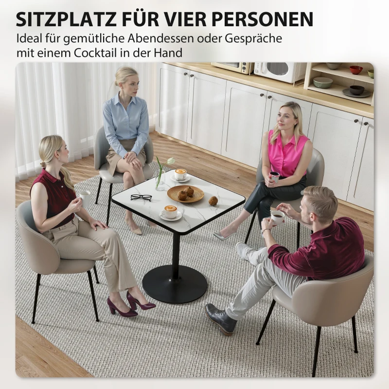 HOMCOM Esstisch, 70 x 70 cm quadratischer Küchentisch für 4 Personen mit Marmor-Optik für Küche Weiß