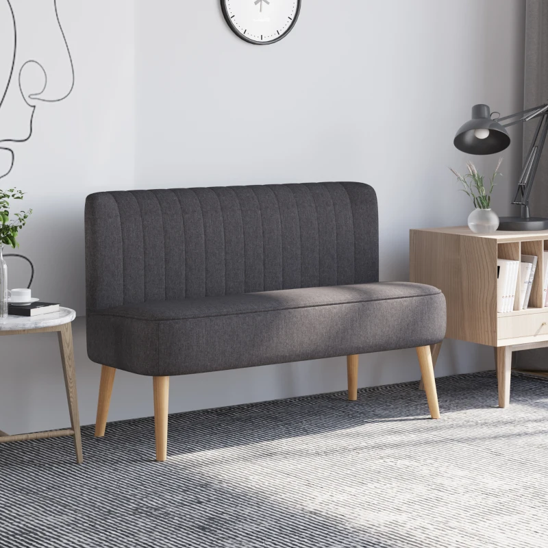HOMCOM 2-Sitzer Sofa, weiche Polsterung, pflegeleichter Bezug, bis 220 kg, 117 x 56,5 x 77 cm, Dunkelgrau