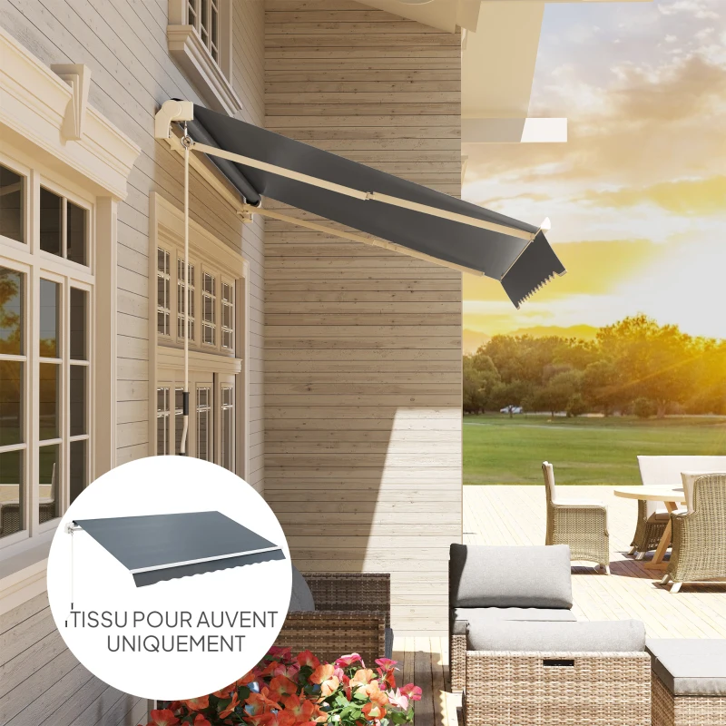 Outsunny Toile de Rechange Store Banne avec Lambrequin, Déperlante, Toile de Remplacement pour Store, Compatible 3 x 2,5 m, Gris