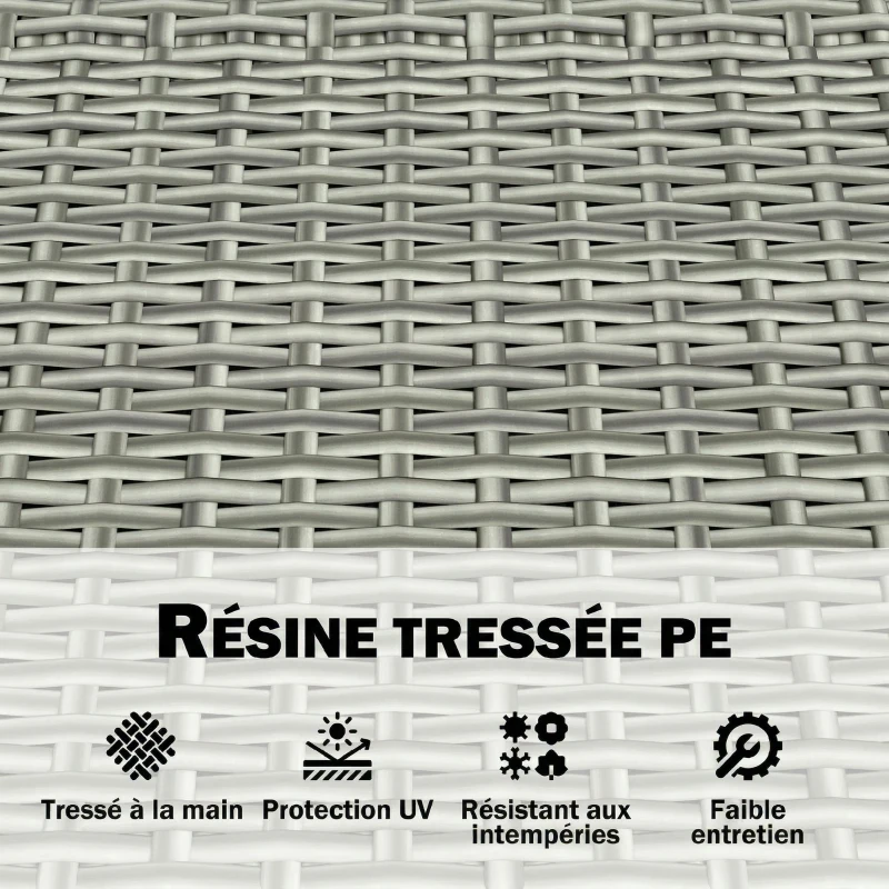 Outsunny Banc de Jardin Banquette avec Coffre de Rangement 170L 2 Places Coussin Déhoussable Résine Tressée 120x60x84cm Gris