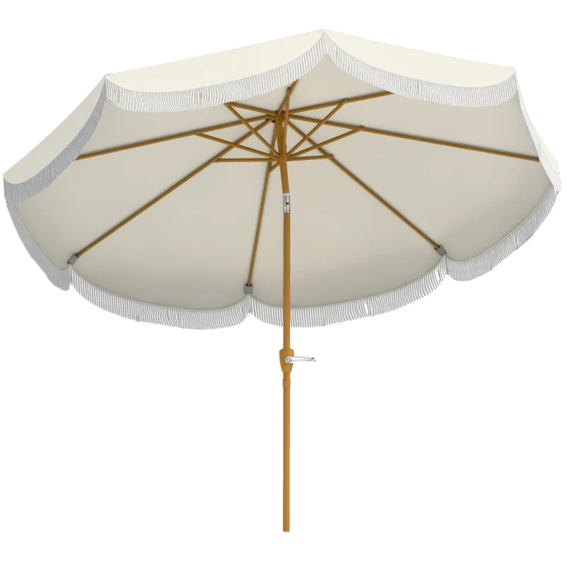 Outsunny Parasol de jardin 2,7 ​​m, parasol inclinable d'extérieur UPF 30+ avec manivelle, 8 baleines, bleu clair et blanc
