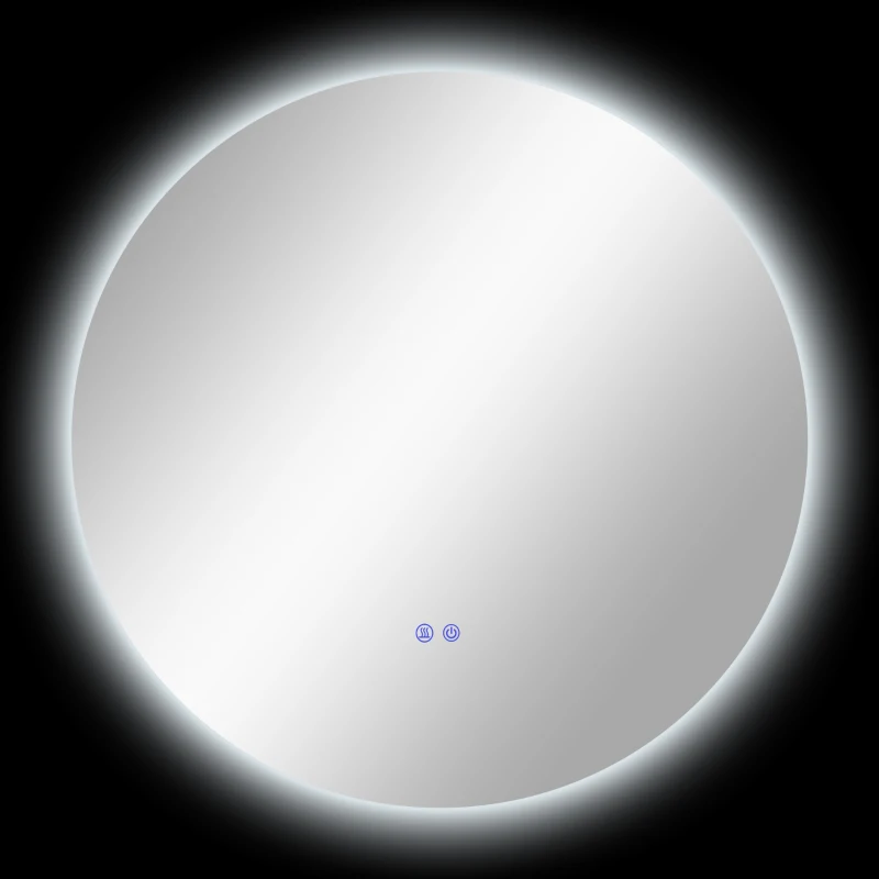 kleankin Miroir rond lumineux LED de salle de bain Ø 70 cm mural avec éclairage interrupteur tactile système antibuée  35 W gris