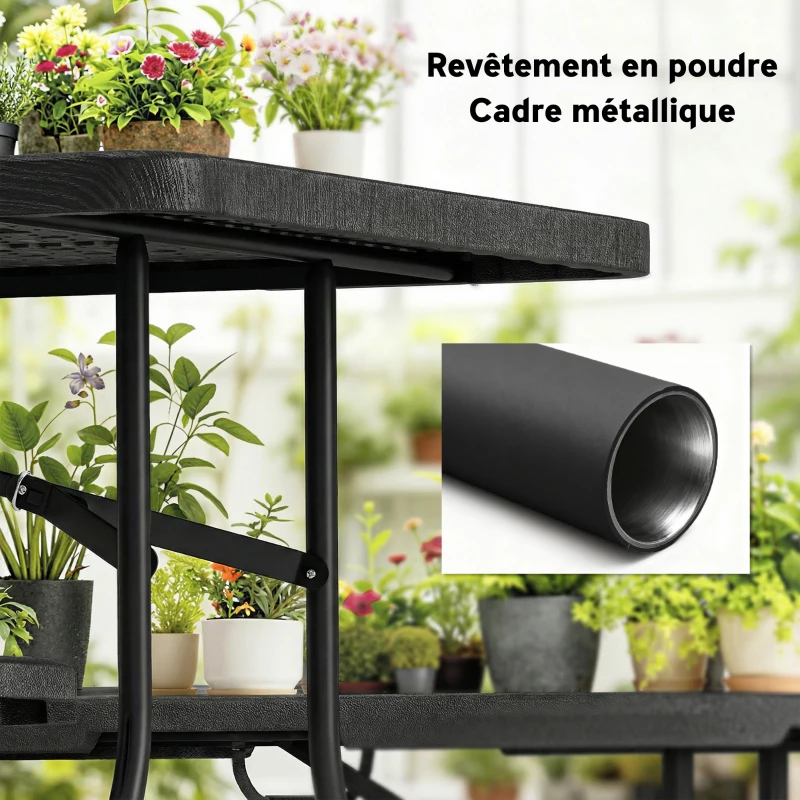 Outsunny Ensemble table pliante et bancs de pique-nique 180 cm avec poignées de transport, noir