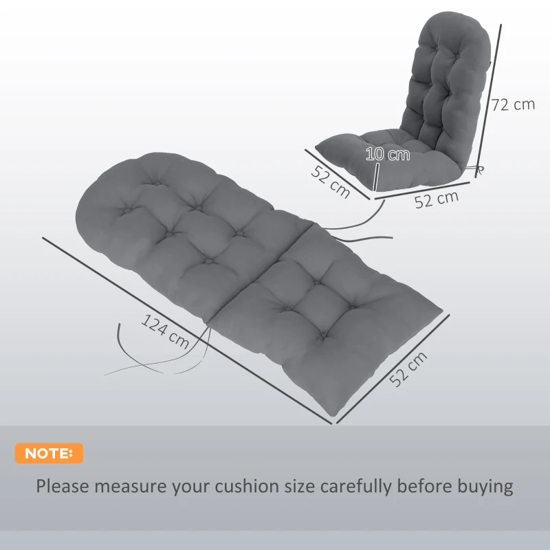 Outsunny Lot de 2 Coussin de Siège pour Chaise Adirondack avec Attaches Sécurisées, Design Capitonné Doux et Épais, Gris