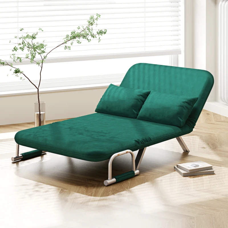 HOMCOM Canapé convertible 2 places canapé-lit 2 places avec dossier réglable et 2 coussins en revêtement aspect suède vert