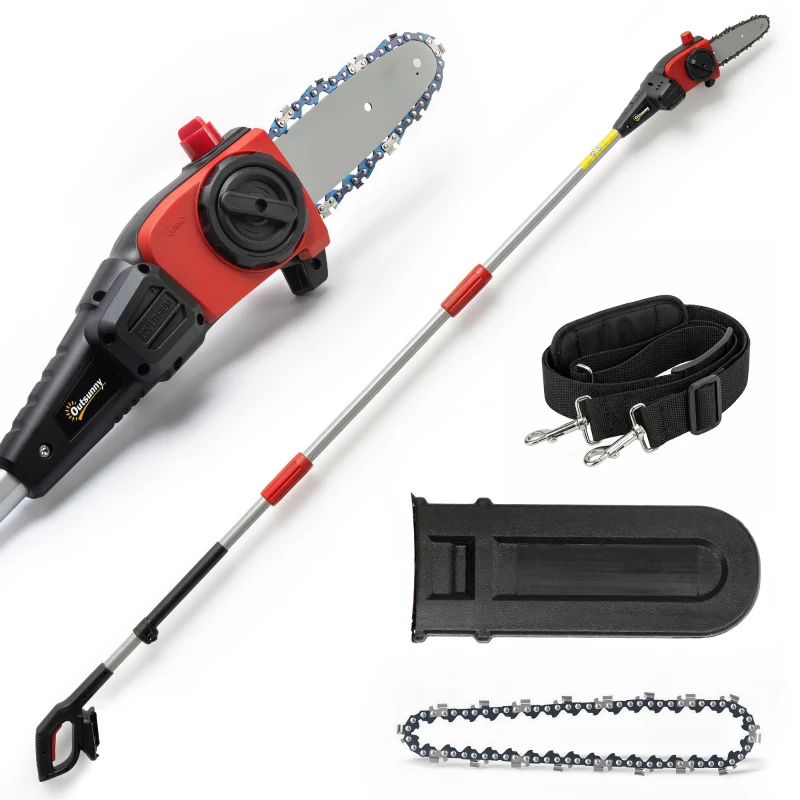 Outsunny Motosierra Telescópica a Batería, 1.94m-2.56m con Lubricación Automática