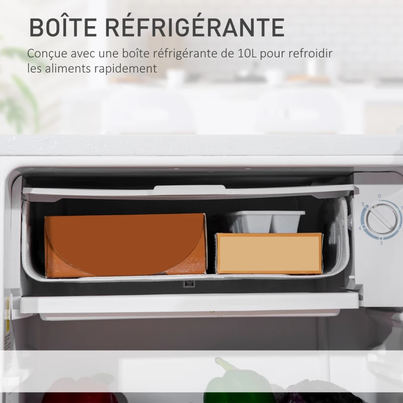 HOMCOM Réfrigérateur congélateur petit réfrigérateur 91 L étagères modulables design sous-comptoir 47,5 x 44,2 x 84 cm blanc