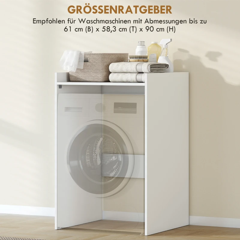 HOMCOM Badezimmerschrank Nischenschrank mit offen Regal, Badschrank für Badezimmer, kleine Räume, 64 x 60 x 97,5 cm, Weiß