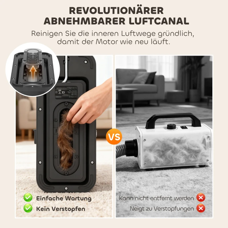 PawHut Hundeschermaschine mit Staubsauger leise Schermaschine mit 5 Pflegewerkzeugen für Hunde Katzen Haustiere Weiß