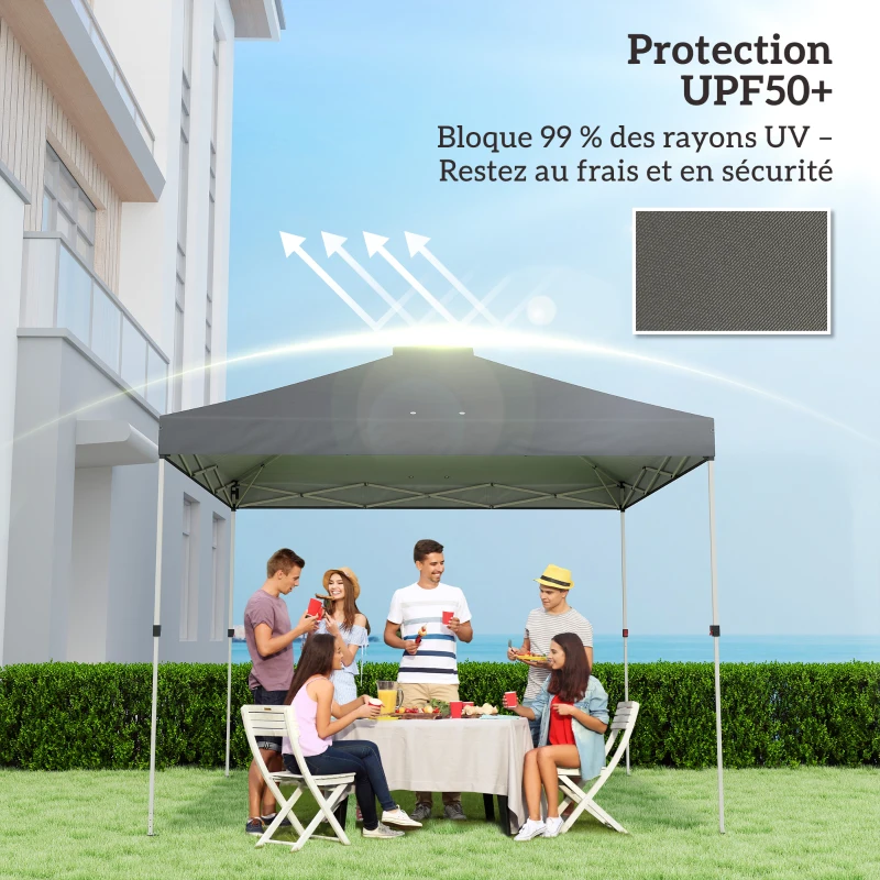 Outsunny Toile de Rechange pour Tonnelle 3 x 3 m UV50+ Imperméable avec 8 Trous de Drainage 3 x 3 m, Gris Foncé