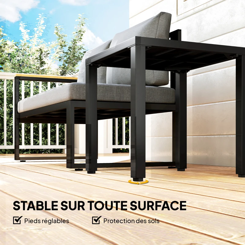 Outsunny Table de jardin carrée, table de terrasse, cadre en métal, intérieur et extérieur, pour balcon, porche, patio, noir