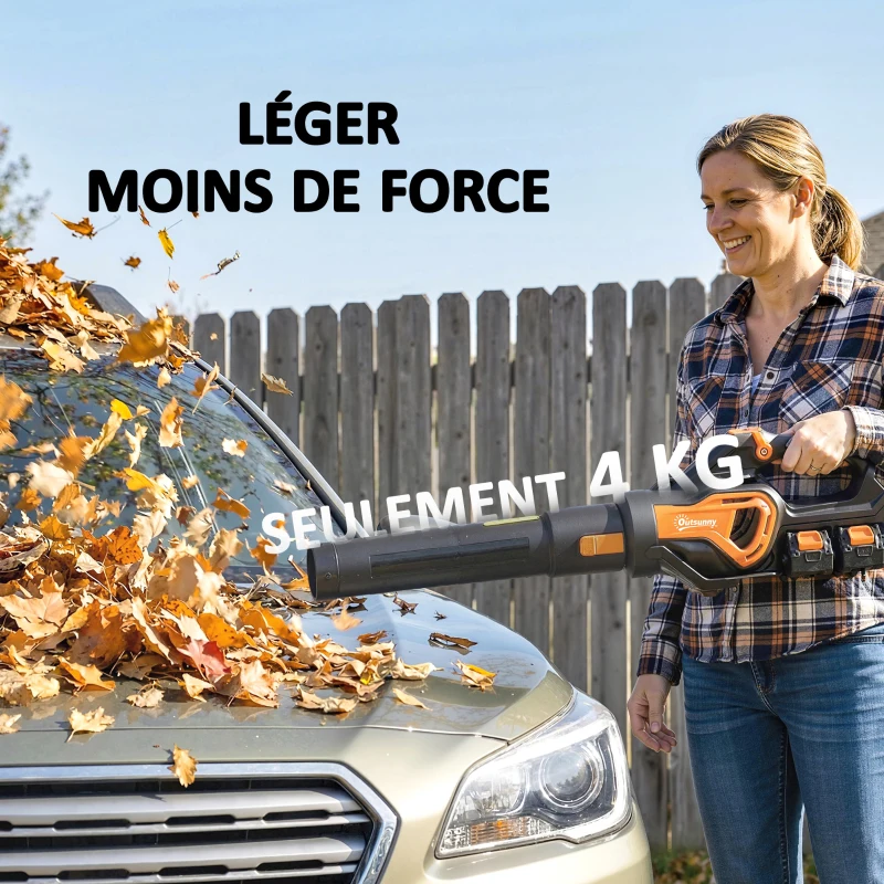 Outsunny Souffleur de Feuilles sans Fil avec Moteur Brushless 900W Batterie 36v (2x4,0Ah) Puissant 15,2 m³/min Orange et Noir