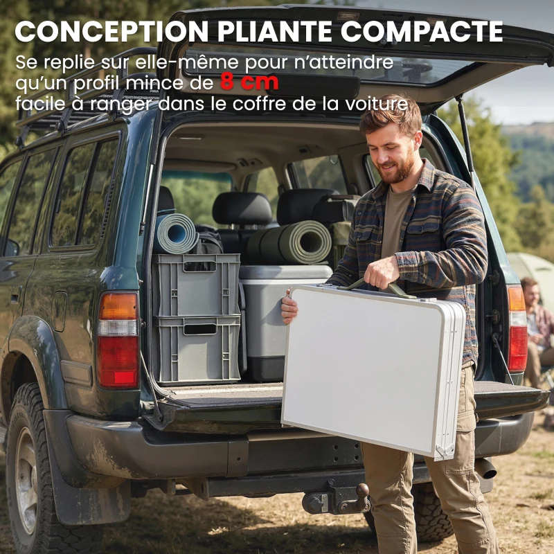 Outsunny Armoire de Camping Pliante en Aluminium avec Rangement pour Pique-nique, Barbecue, Extérieur, 120x47x70cm, Argent