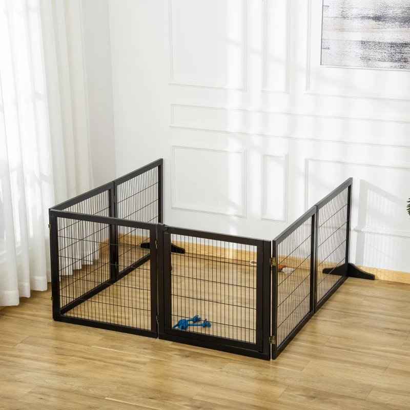 PawHut Barrière de sécurité pour chien barrière pliable à 6 panneaux avec pieds amovibles 432 x 36 x 70 cm noir