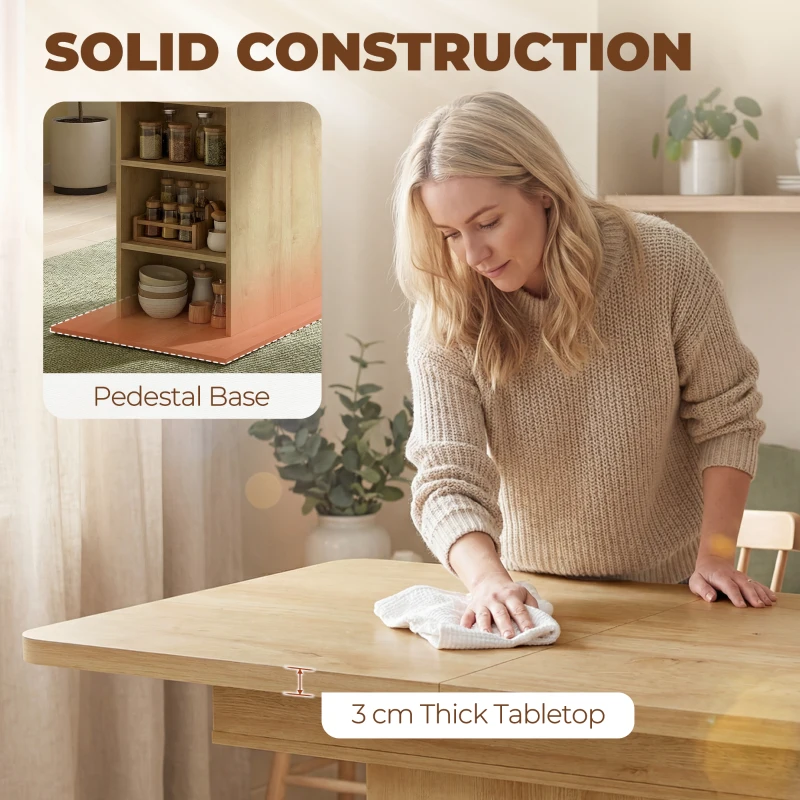 HOMCOM Tavolo pranzo allungabile 110-130 cm per 4-6 persone, Legno naturale