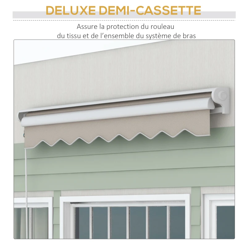 Outsunny Store banne électrique et Manuel rétractable 250L x 200l cm télécommande fournie alu. Polyester Haute densité, crème