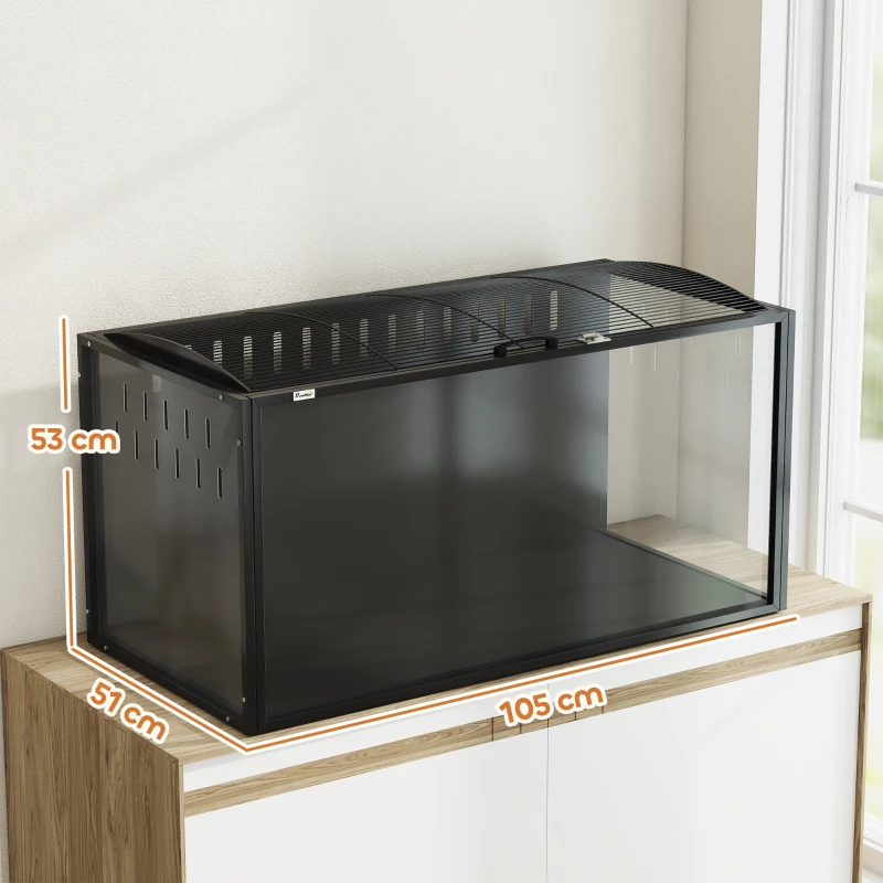 PawHut Cage à Hamster Géante Habitat pour Rongeur en Acier et Acrylique Transparent Vue Panoramique 105 x 51 x 53 cm Noir