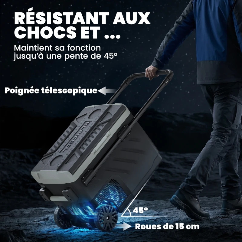 Outsunny Glacière Électrique Voiture 40L à Double Zone, Commande via Application, Poignée Télescopique, -20℃ à 20℃, Noir