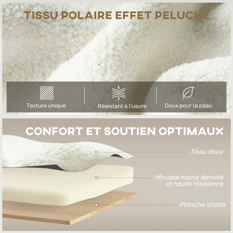 HOMCOM Fauteuil convertible 1 place, fauteuil-lit avec rangement caché, assise large et rembourrée, 72 x 85,5 x 91 cm, crème(m-6)