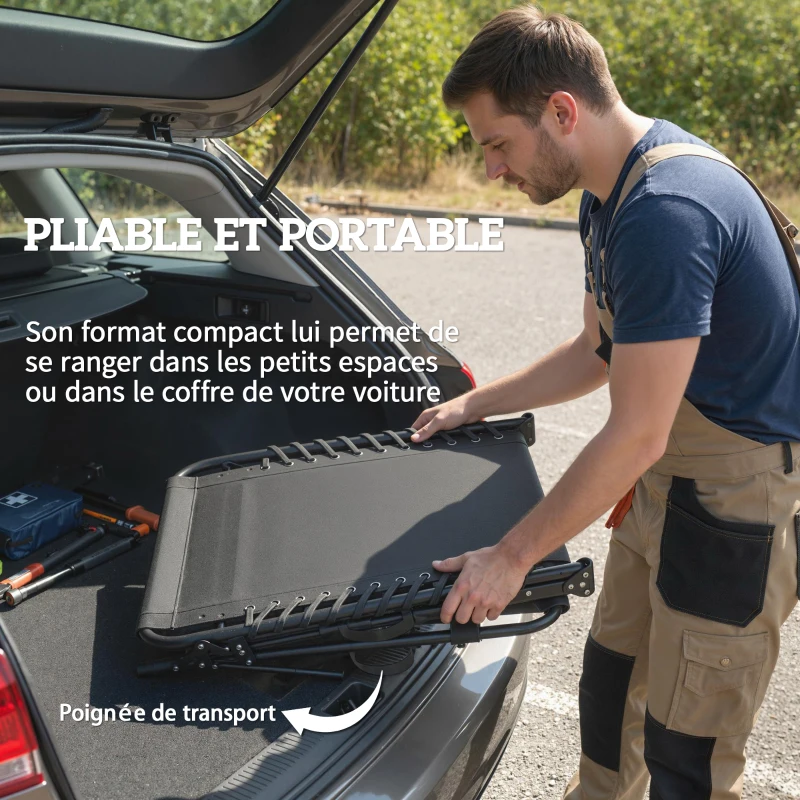 Outsunny Lot de 2 Bain de Soleil Chaise Longue Jardin avec Matelas 9cm Pliable Dossier Réglable 5 Positions Appui-tête 200cm Gris