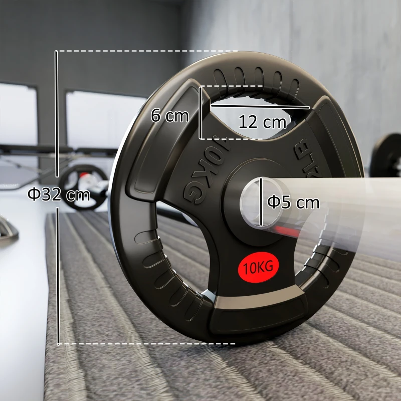 SPORTNOW Disques de Poids en Plastique 20 kg, Plaques de Poids 2 x 10 kg, 3 Poignées, Trous de Ø 50 mm, Noir