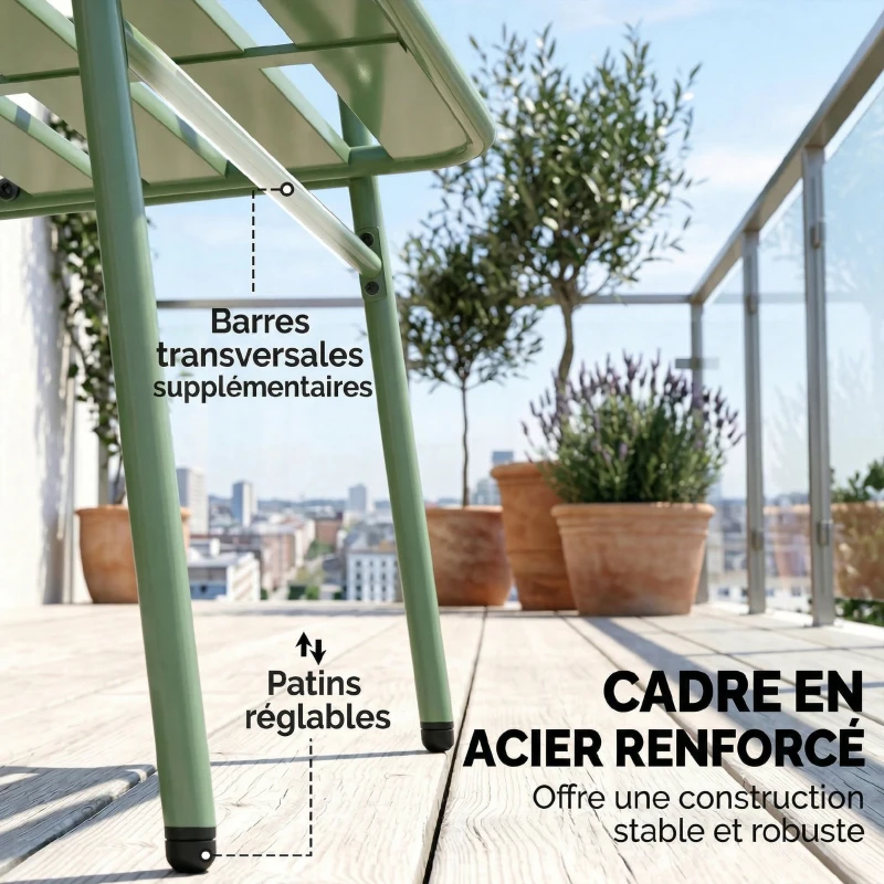 Outsunny Salon de Jardin Extérieur en Acier 4 Pièces, Canapé 2 Places, 2 Fauteuils, Table Basse, à Lattes, 112x60x75cm, Vert