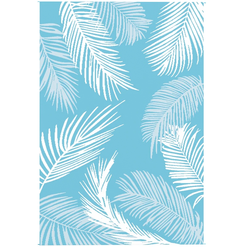 Outsunny Tapis d'extérieur réversible 274x182 cm, tapis de sol en PP résistant aux intempéries, sac de transport, bleu