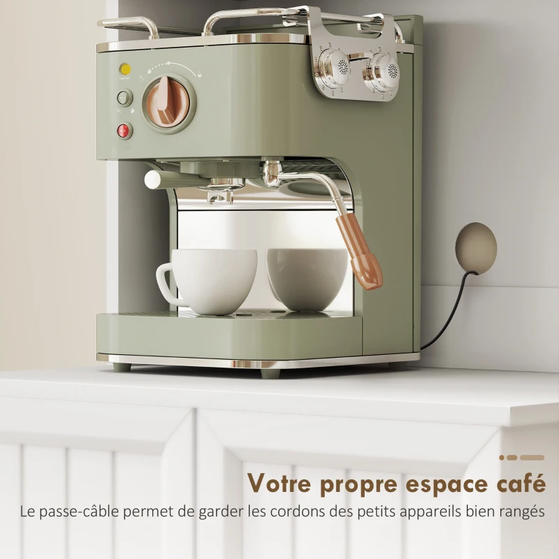 HOMCOM Buffet haut cuisine armoire de cuisine 4 portes 8 porte-épices plan de travail étagère réglable 60x39,5x179,6cm blanc(m-6)