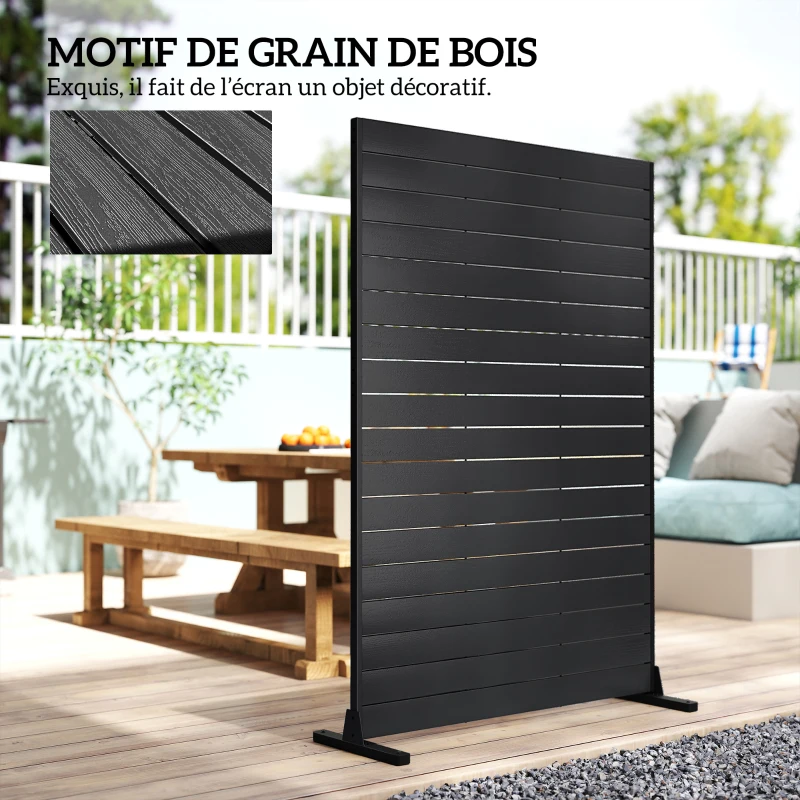 Outsunny Écran de Confidentialité, Panneau Décoratif HDPE avec Support et 6 Panneaux, Noir, 120 x 174 cm